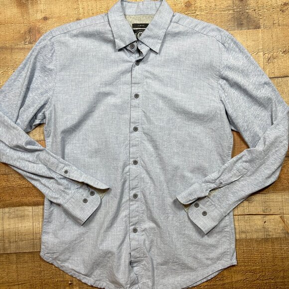 JOE Joseph Abboud Blue Long Sleeve Button Down Cotton Front Knit Back size M - Picture 1 of 4